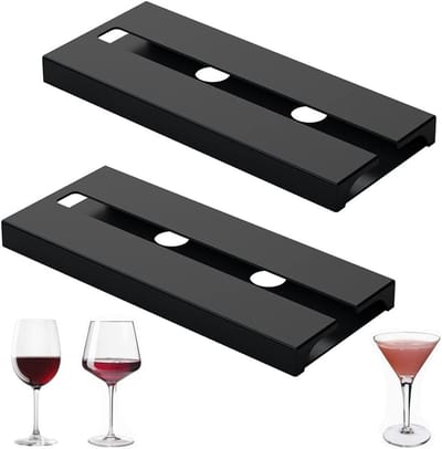 Omgekeerde wijnglashouders - Stemware Rack plastic - Thuis bar keuken restaurant - Set van 2 (zwart)