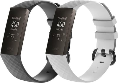 KELERINO. Siliconen bandje geschikt voor Fitbit Charge 3 / Charge 4 - Zwart & Wit - Small