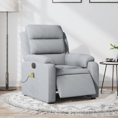 vidaXL - Massagestoel - elektrisch - verstelbaar - stof - lichtgrijs
