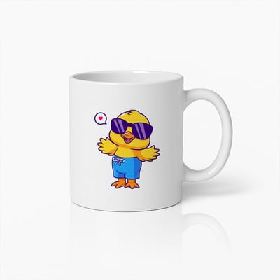 Coole Zomerkuiken Cartoon Mok – Leuk Dieren Koffiebeker Cadeau