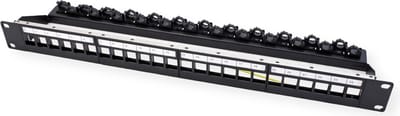 ROLINE 19" keystone module rack, leeg, 24P. afgeschermd , Clip bevestiging, zwart
