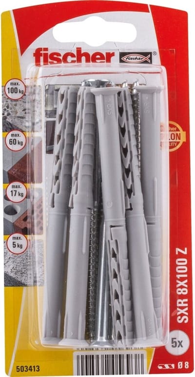 Fischer Constructieplug Sxr Nylon - Diam. 8x100mm - 5 Stuks