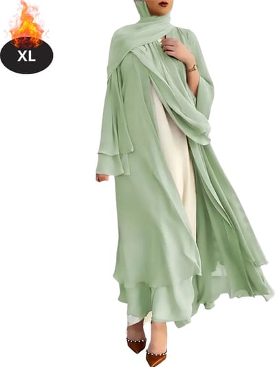 Bovista Islamitische Kleding - Djellaba Dames - Moslim Kleding - Arabisch Dames Kaftan - Alhamdulillah - Olijfgroen XL