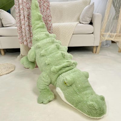 55/85/115cm Reusachtig Zacht Krokodil Pluche Speelgoed Moeras Opgezette Dieren Knuffelkussen Luie Slaper Alligator Kussen Voor Jongen Verjaardagscadeau about 50-55cm gray