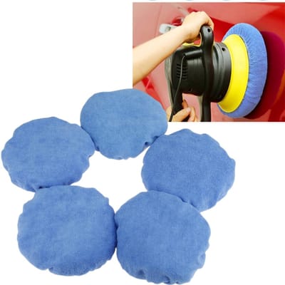 5 stuks - Hoes voor autopolijstmachine - Katoenen fleece materiaal - Beschermhoes voor glazuur - Beschermkap voor polijstmachine - 22,86 tot 25,4 cm - Bescherming voor autolak - Blauw