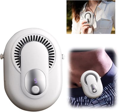Tailleventilator - Draagbare Ventilator - 4-in-1 - Bladloos - 5 Standen - Digitaal Display - USB Oplaadbaar - voor Nek Taille Hand en Tafel - Wit