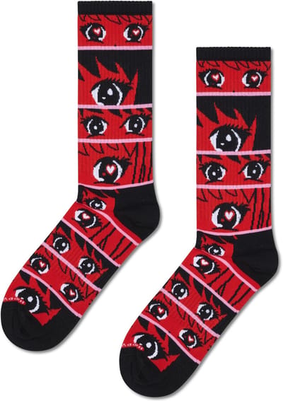 Happy Socks Anime Stripes Sneaker Sock - unisex sokken - rood - Unisex - Maat: 41 - 46