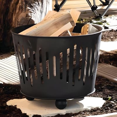 Vuurkorf Black - Buitenhaard Tuin - Gezellige Avonden - Robuust Metaal - Ø 39 x 32 cm - Mat Zwart