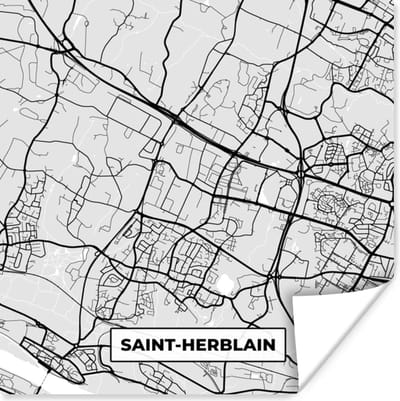 Poster Stadskaart - Frankrijk - Kaart - Saint-Herblain - Plattegrond - 100x100 cm XXL
