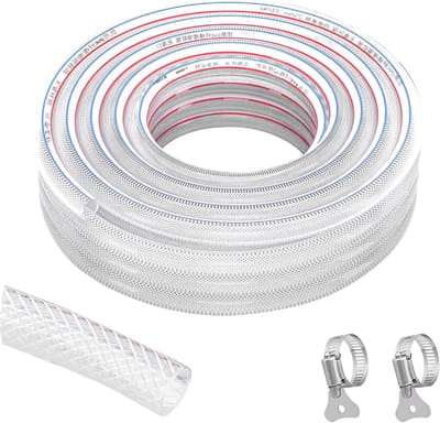 PVC drinkwaterslang met weefsel en 2 slangklemmen - Ideaal voor water, olie en aquariumtoepassingen (3 m)