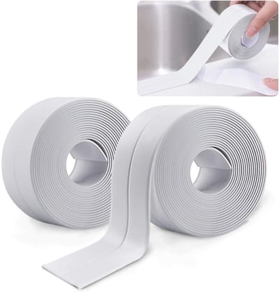 Afdichtstrip voor Badkamer en Keuken - Waterdichte Sealing - Zelfklevende PVC - Sanitairstrip - 3.8CM x 3.2M - Wit - 2 Stucks