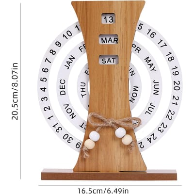 Creatieve Huisdecoratie Houten Kalender Eeuwigdurende Kalender Bureau Decoratief Ornament Handmatige Roterende Kalender 20x18cm