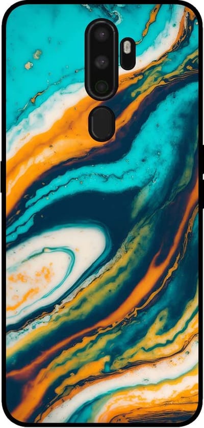 Smartphonica Telefoonhoesje voor OPPO A5 2020 marmer look - backcover marmer hoesje - Groen geschikt voor OPPO A5 (2020)