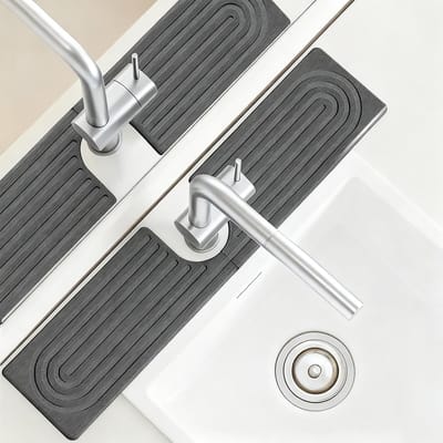 afdruipmat gootsteen kiezelgoer mat U-vormig diatomit snelle droogsteen, stenen kraanmat voor keuken sink, antislip spatbescherming 40 x 10 cm voor keuken badkamer
