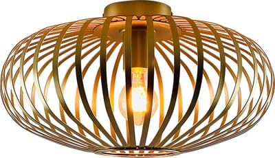 Olucia - LIEVE - Plafondlamp - Goud - Geschikt voor Woonkamer/Slaapkamer/Hal - Vorm: Rond