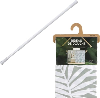 Douchegordijn met ringen - wit/Jungle - pvc - 180 x 180 cm - incl ophangstang uitschuifbaar 70-120 cm