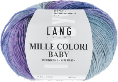 Lang Yarns Mille Colori Baby - 88 petrol/jeans/lila/grijs - Merinogaren