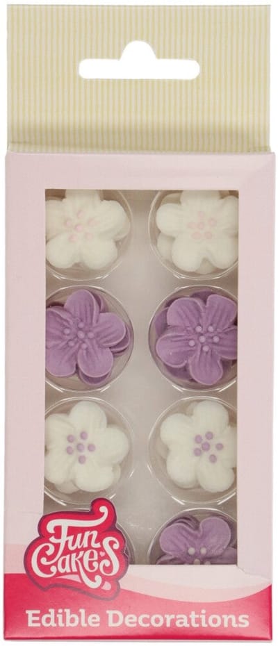 FunCakes Suikerdecoraties - Bloesemmix Paars - 24 Stuks - Eetbare Taartdecoratie