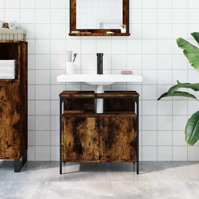 vidaXL - Badkamerkast - 60x30x60 - cm - bewerkt - hout - gerookt - eikenkleurig