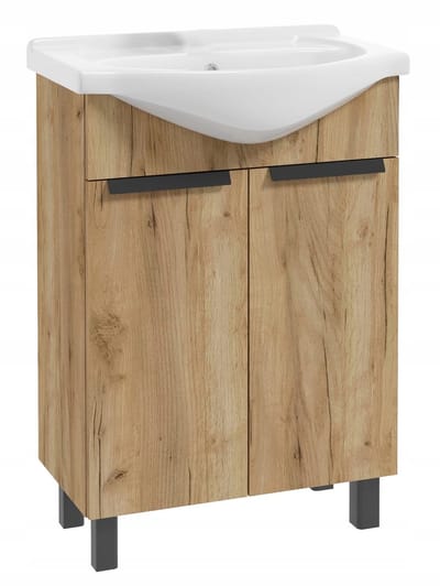Deftrans Lily Serie - Badkamermeubel Set - Dąb Craft - Inclusief Wastafel - 85x60x30 cm