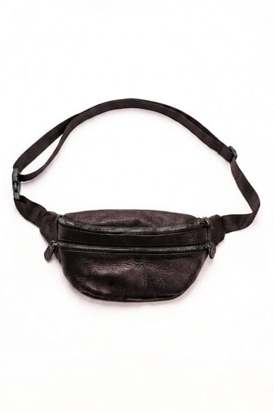 KIMU® Heuptas Donkerbruin 2 Ritsen Echt Leer - Fanny Pack met Voorvak Bruin - Bruine Crossbody Tas Leren Heuptasje Lederen Tasje Festival