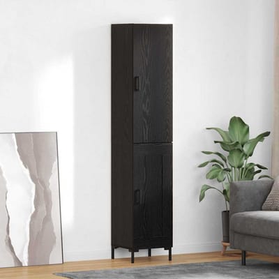 vidaXL - Highboard - Zwart - Eiken - 34,5 - x - 34 - x - 180 - cm - Bewerkt - hout