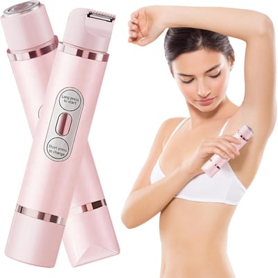 Elektrisch Ontharingsapparaat - Dubbelkoppige Ladyshave - Trimmer voor Gevoelige Zones & Bikinilijn - Draagbaar Scheerapparaat Vrouwen - 16x3 cm - Roze