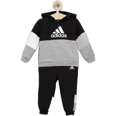 Kinder fleece trainingspak met geblokte kleuren adidas