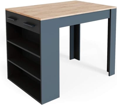 Bartafel met opbergruimte - Eettafel Keuken - Gezellig samenzijn - Krasbestendig oppervlak - 67x77x100 cm - Zwart