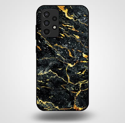 Smartphonica Telefoonhoesje voor Samsung Galaxy A52s 5G met marmer opdruk - TPU backcover case marble design - Goud Zwart geschikt voor Samsung Galaxy A52s 5G
