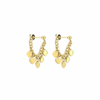 Bijoutheek Oorknoppen Chain Hartjes Gold