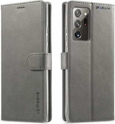 DrPhone SN2 - PU Lederen hoesje - Pasjeshouder - Cover - Geschikt voor de Samsung Galaxy Note 20 Ultra - Grijs