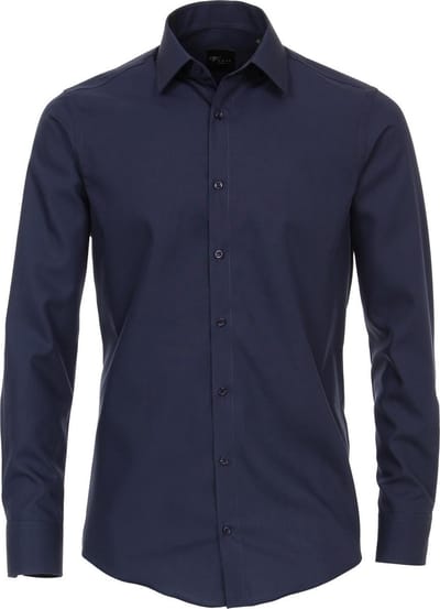 VENTI modern fit overhemd - marine blauw - Strijkvrij - Boordmaat: 39