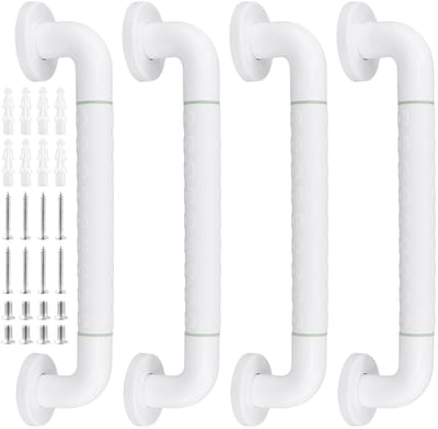 Dailygoods- Badkamer Handrail 39,5 cm - 4x Grijprekken - Roestvrij Staal - Antislip - Lichtgevend - Ergonomisch Gripontwerp - Steunrail