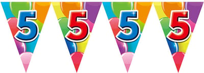 Vlaggenlijn 5 jaar 10 meter - Verjaardag Feestje Vlag Vlaggen Versiering Slinger Feestdecoratie Decoratie