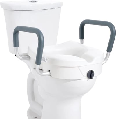 WC-Verhoger - Met Armbeugels - Toiletverhoger Met Armbeugels - Geschikt voor senioren - 127mm - Twist-Lock Bevestiging