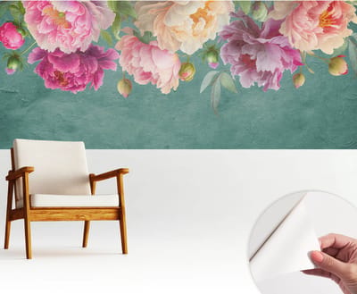 Wallfluent Zelfklevend Behang - Bloemige elegantie Stickerbehang op rol - 250x104 cm - Groente Zelfklevend Behang - Herpositioneerbaar - Naar de woonkamer, naar de hal Zelfklevend Behang