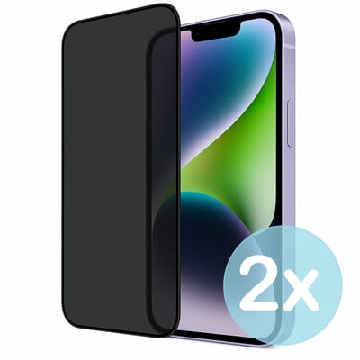 Privacy Screenprotector Geschikt voor iPhone 14 Plus – Anti-Gluren – Krasbestendig Gehard Glas 9H – Volledige Dekking – 2-Pack – FuturiQ
