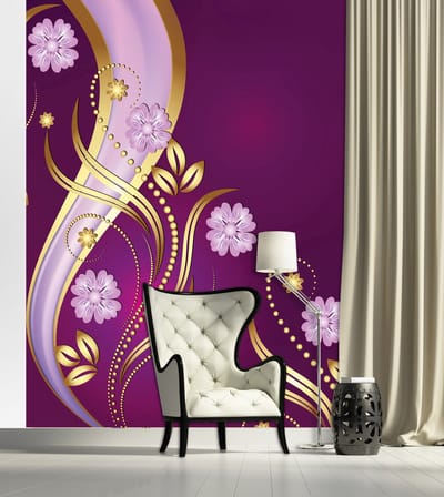 Magenta Flowers Abstrakt Photo Wallcovering