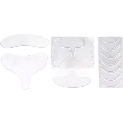 11 stuks Rimpelpleisters Herbruikbaar Wasbaar Smaakloos Rimpelverwijderende Siliconen Borst Gezicht Oog Nek Anti-Rimpel Pleister Set white
