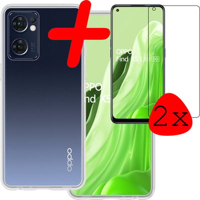 Hoesje Met 2x Screenprotector - Geschikt voor OPPO Find X5 Lite - Sterk & Shockproof - Back Cover - Siliconen Case - Telefoon Hoes - Transparant
