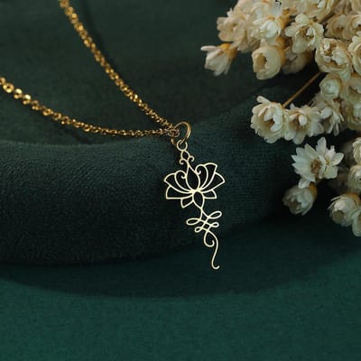 Heren- en Dames Boeddha Lotus Hanger Ketting, Boheemse Mode Esthetische Cadeau Sieraden. black