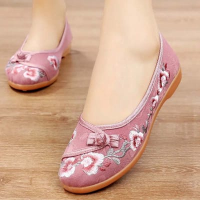Geborduurde stoffen schoenen Retro etnische stijl dames geborduurde schoenen Platte vrijetijdsschoenen Ademende mesh-schoenen 35