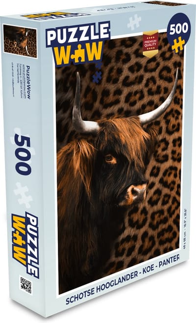 Puzzel Schotse Hooglander - Koe - Panter - Legpuzzel - Puzzel 500 stukjes