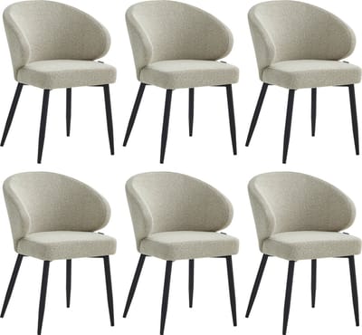 Colenis® - Ruby Eetkamerstoel - Set Van 6 – Beige – Bouclé - Design