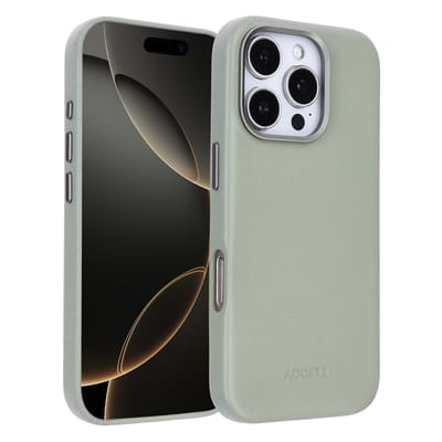 Accezz Hoesje - Geschikt voor iPhone 16 Pro - geschikt voor MagSafe Leather Backcover - Light Grey