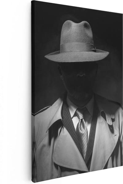 Artaza Canvas Schilderij Gangster - 20x30 cm - Klein - Muurdecoratie Maffia - Wanddecoratie Portret - Kamer Accessoires