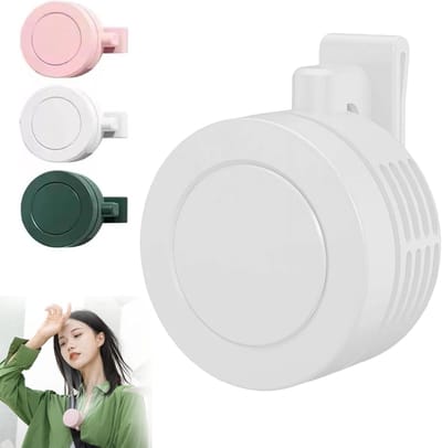 Mini clipventilator, draagbaar, stil, zonder bladen, oplaadbaar via USB, werkt op batterijen, 360° draaibaar, 3 snelheden instelbaar, hangend formaat, voor buitengebruik, landelijke stijl