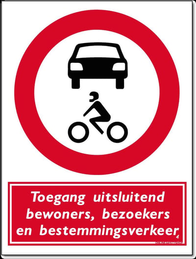 Bestemmingsverkeer C12 bord - Toegang uitsluitend - Forex - 30 x 40 cm - Weerbestendig