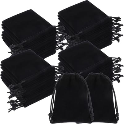 Fluwelen Zakjes - Sieraden Pouch - Cadeau Verpakking - 100 Stuks - 7 x 9 cm - Zwart